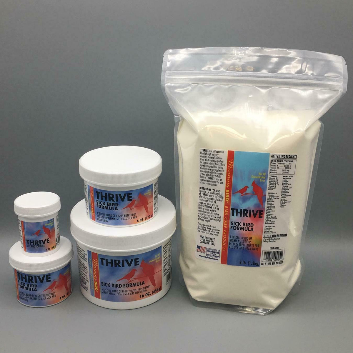 Morning Bird Thrive Feather Picking Dry Skin Sick Parrot Formula